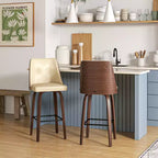 HOMCOM Tabourets de bar hauteur comptoir, lot de 2, en cuir PU pivotants avec repose-pieds et dossier capitonné