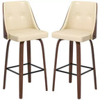 HOMCOM Tabourets de bar hauteur comptoir, lot de 2, en cuir PU pivotants avec repose-pieds et dossier capitonné