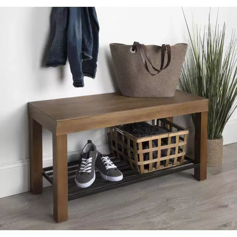 Banc rectangulaire en bois Kate and Laurel Jeran, 36x14x20, brun