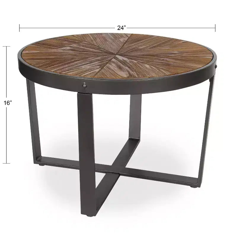 Table basse ronde Kate and Laurel Gerhardt, 24x24x15.5, Marron rustique et noir