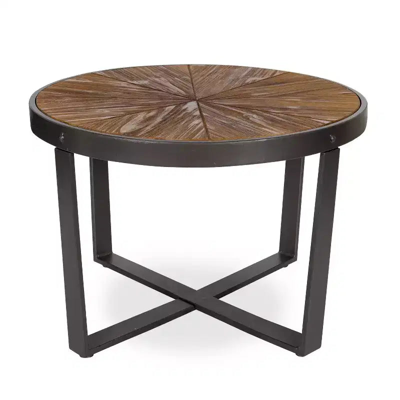 Table basse ronde Kate and Laurel Gerhardt, 24x24x15.5, Marron rustique et noir