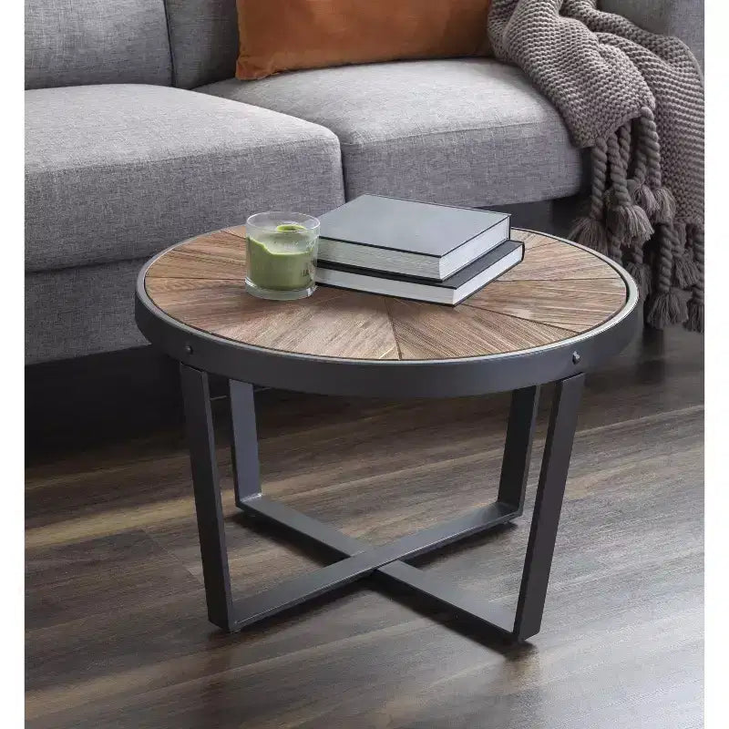 Table basse ronde Kate and Laurel Gerhardt, 24x24x15.5, Marron rustique et noir