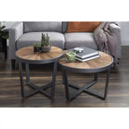 Table basse ronde Kate and Laurel Gerhardt, 24x24x15.5, Marron rustique et noir