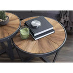 Table basse ronde Kate and Laurel Gerhardt, 24x24x15.5, Marron rustique et noir