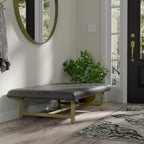 Table basse eLuxury Studio A en similicuir végan rembourré avec piètement en métal