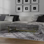 Table basse eLuxury Studio A en similicuir végan rembourré avec piètement en métal