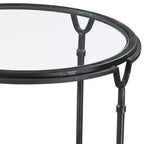 Table d'appoint ronde moderne en acier Uttermost 24 1/2 po de large, noir vieilli, plateau en verre transparent pour salon, chambre à coucher, entrée