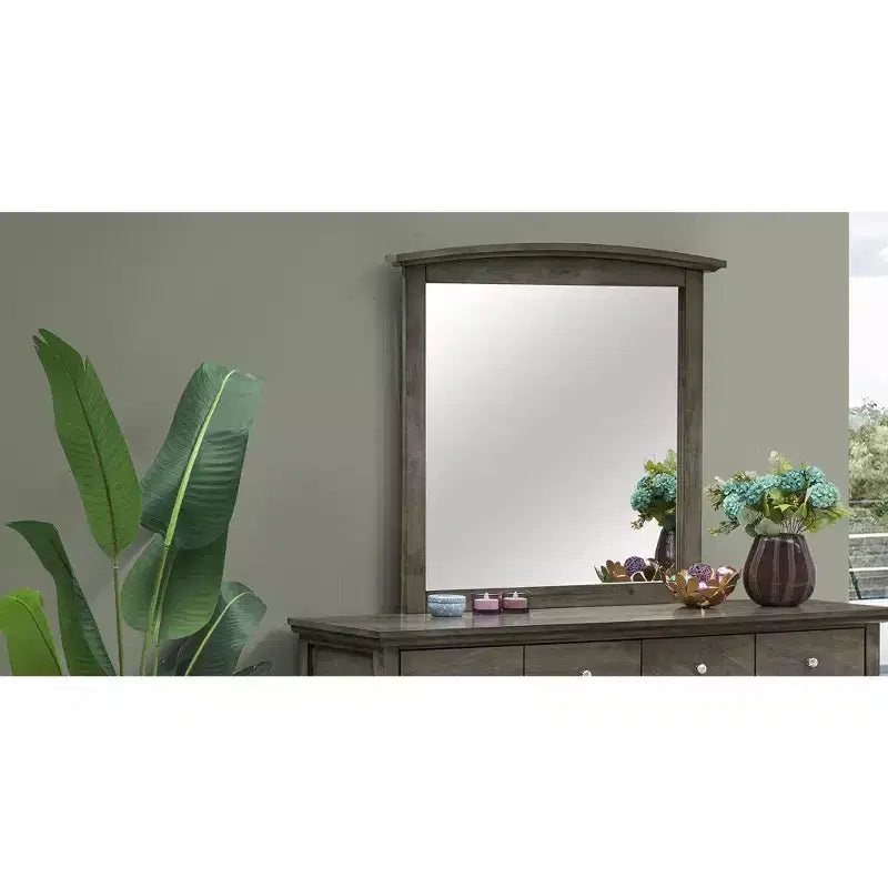 Passion Furniture Miroir de commode rectangulaire classique encadré, 37 po x 35 po