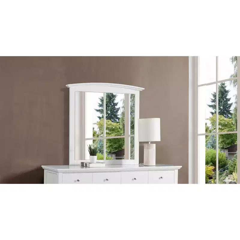 Passion Furniture Miroir de commode rectangulaire classique encadré, 37 po x 35 po