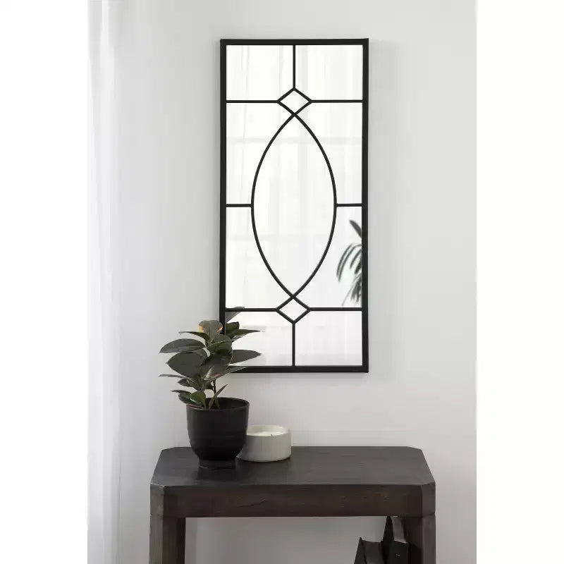 Miroir décoratif rectangulaire en métal Kate and Laurel Bakersfield, 13x3, noir