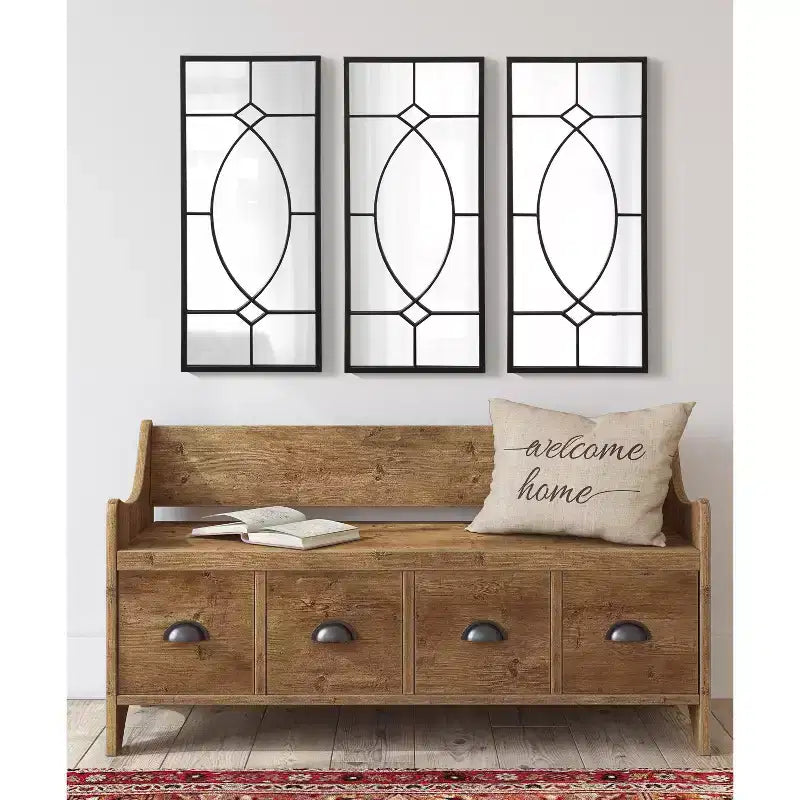 Miroir décoratif rectangulaire en métal Kate and Laurel Bakersfield, 13x3, noir