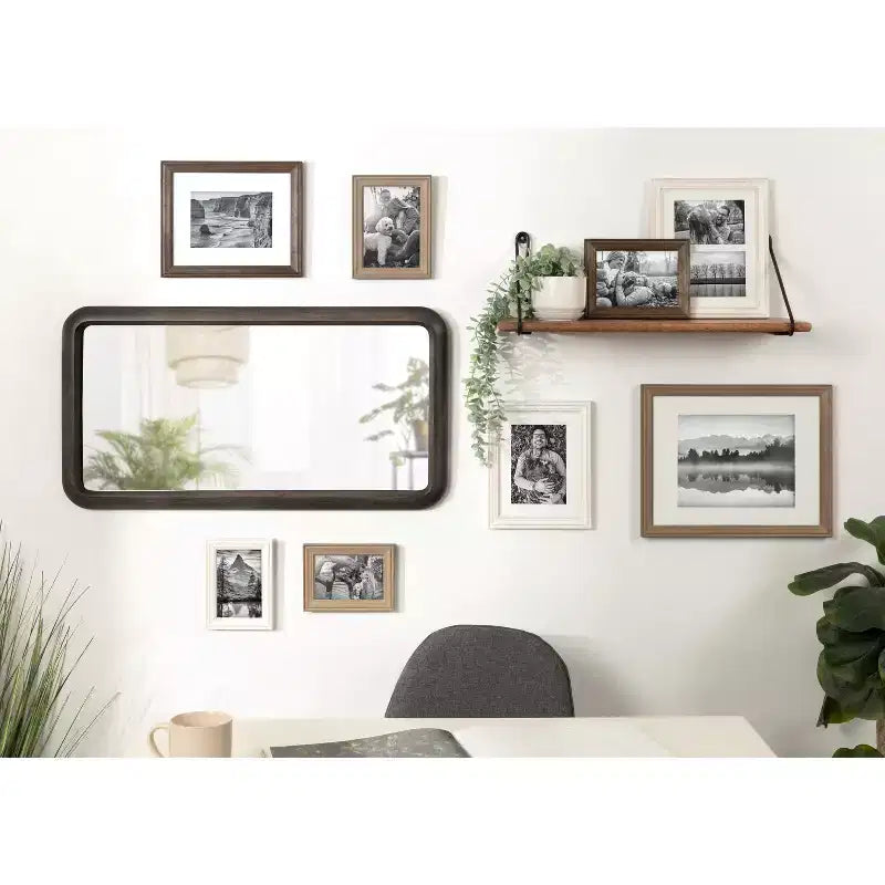 Miroir mural encadré en bois Pao Kate et Laurel, 17x32, gris