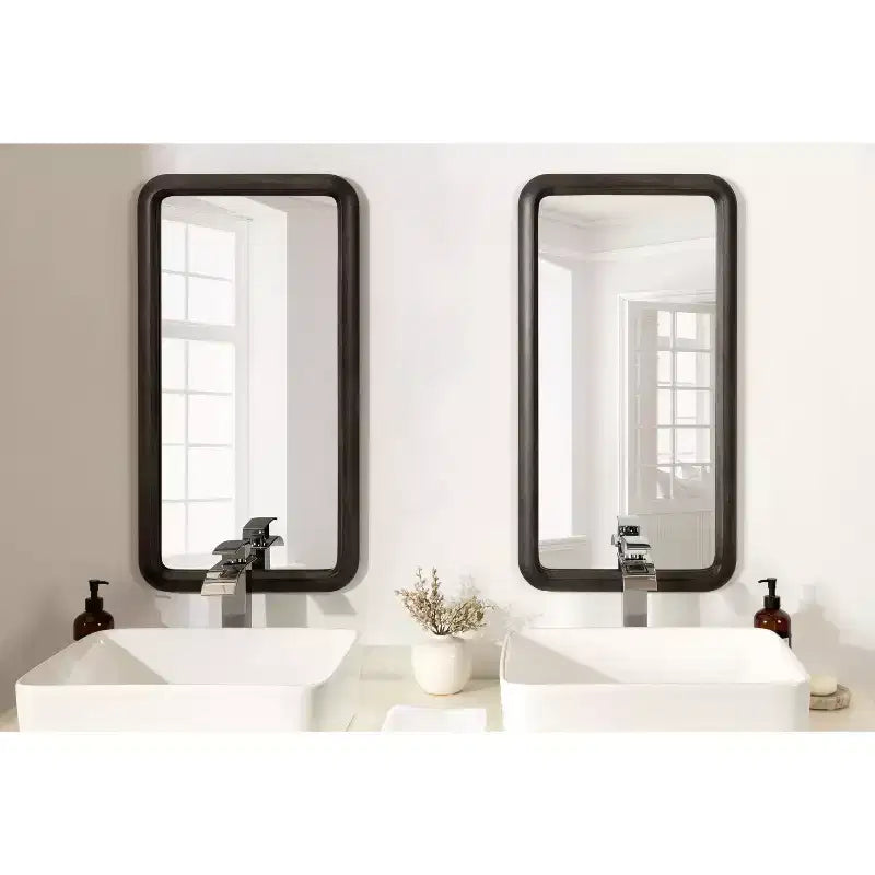 Miroir mural encadré en bois Pao Kate et Laurel, 17x32, gris