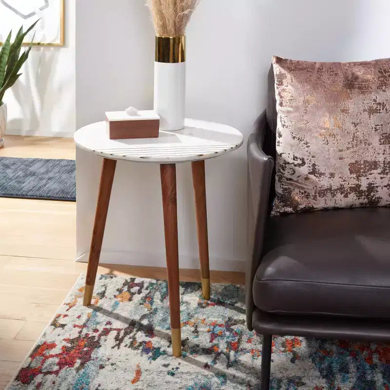 Table d'appoint Valerie Marble - ACC7202 - Blanc/Laiton - Safavieh
