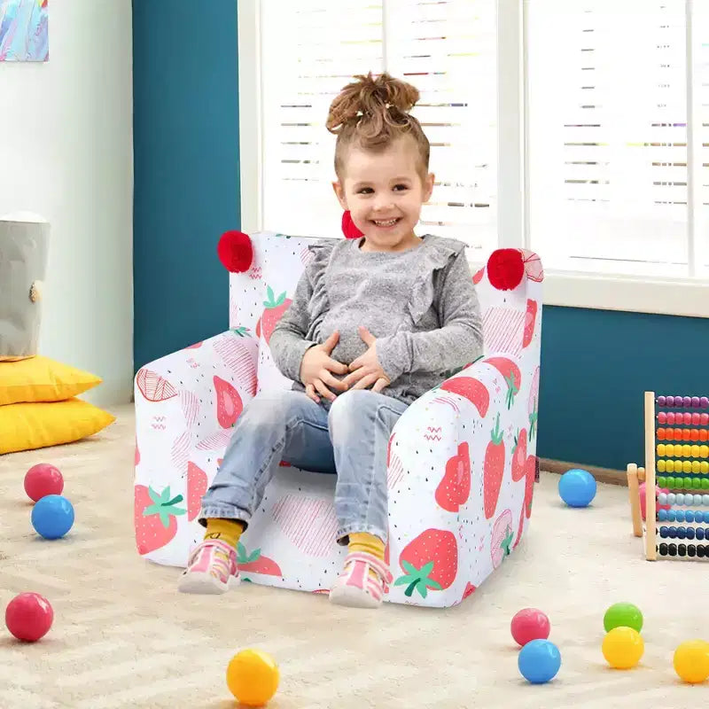 Costway Canapé Enfant Fauteuil en Mousse Rembourré Dinosaure Canapé pour Tout-Petit avec Housse et Coussin