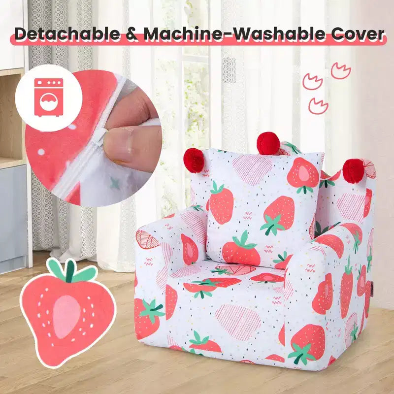 Costway Canapé Enfant Fauteuil en Mousse Rembourré Dinosaure Canapé pour Tout-Petit avec Housse et Coussin