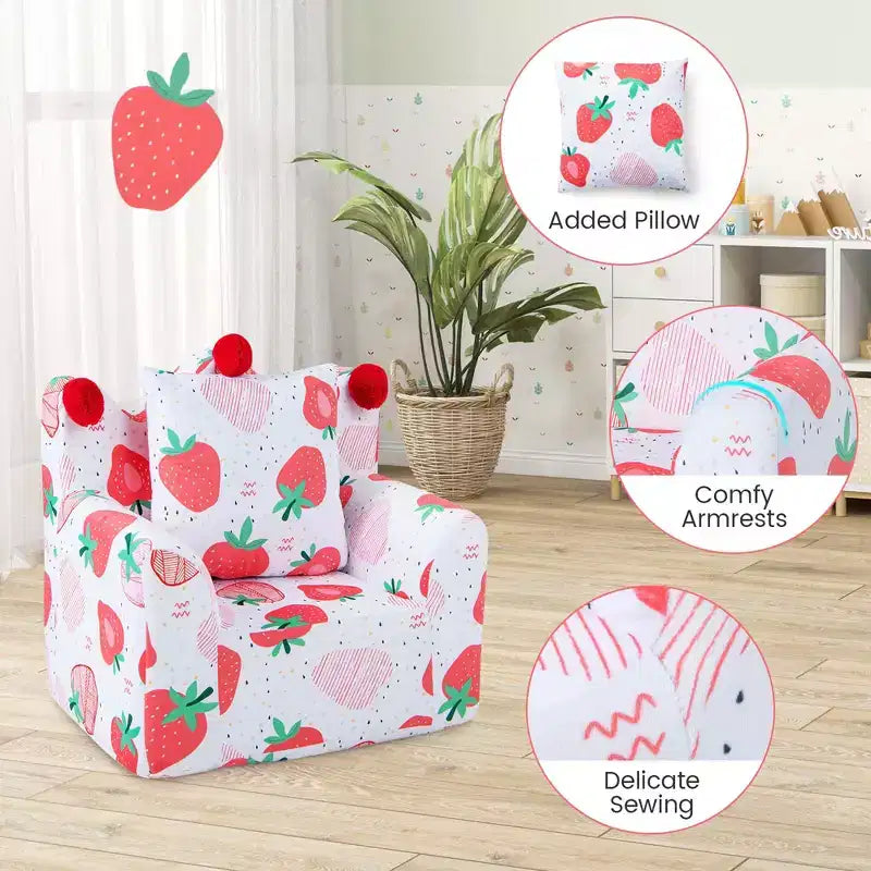 Costway Canapé Enfant Fauteuil en Mousse Rembourré Dinosaure Canapé pour Tout-Petit avec Housse et Coussin