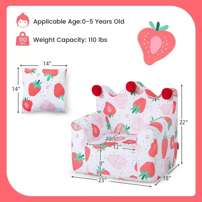 Costway Canapé Enfant Fauteuil en Mousse Rembourré Dinosaure Canapé pour Tout-Petit avec Housse et Coussin