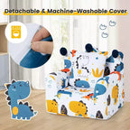 Costway Canapé Enfant Fauteuil en Mousse Rembourré Dinosaure Canapé pour Tout-Petit avec Housse et Coussin