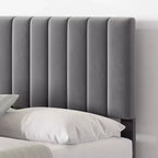Cadre de lit Whizmax en velours moderne de 28 cm avec tête de lit, aucun sommier tapissier requis, gris
