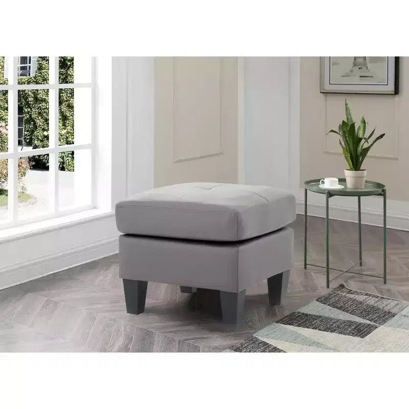 Passion Furniture Newbury Pouf rembourré en similicuir