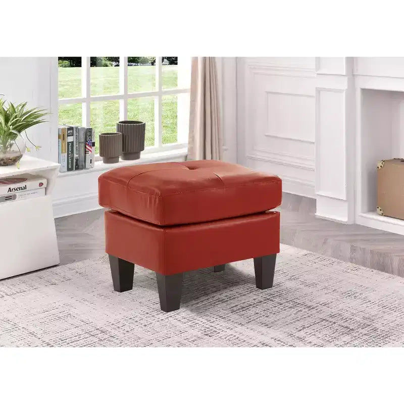 Passion Furniture Newbury Pouf rembourré en similicuir