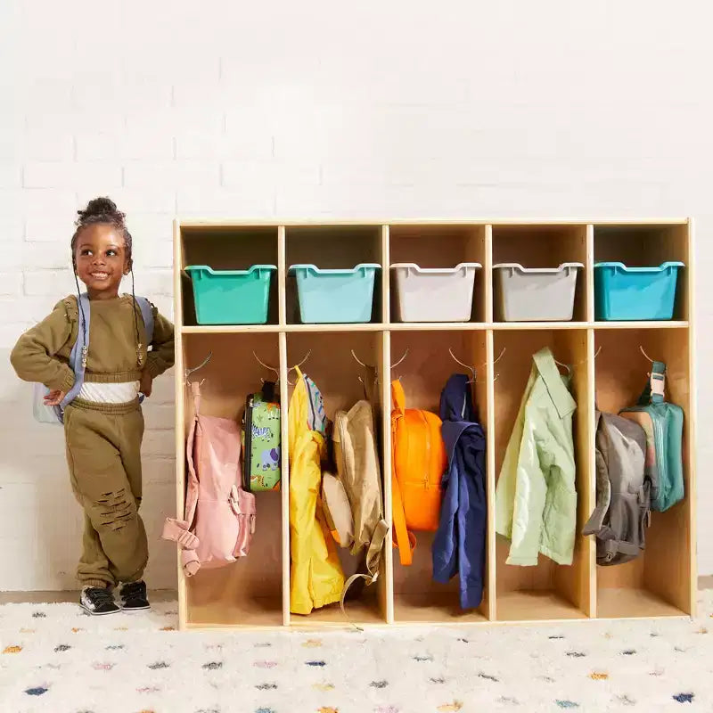 Meuble de rangement pour manteaux ECR4Kids Streamline 5 sections avec compartiments, pour tout-petits