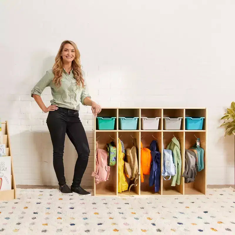 Meuble de rangement pour manteaux ECR4Kids Streamline 5 sections avec compartiments, pour tout-petits