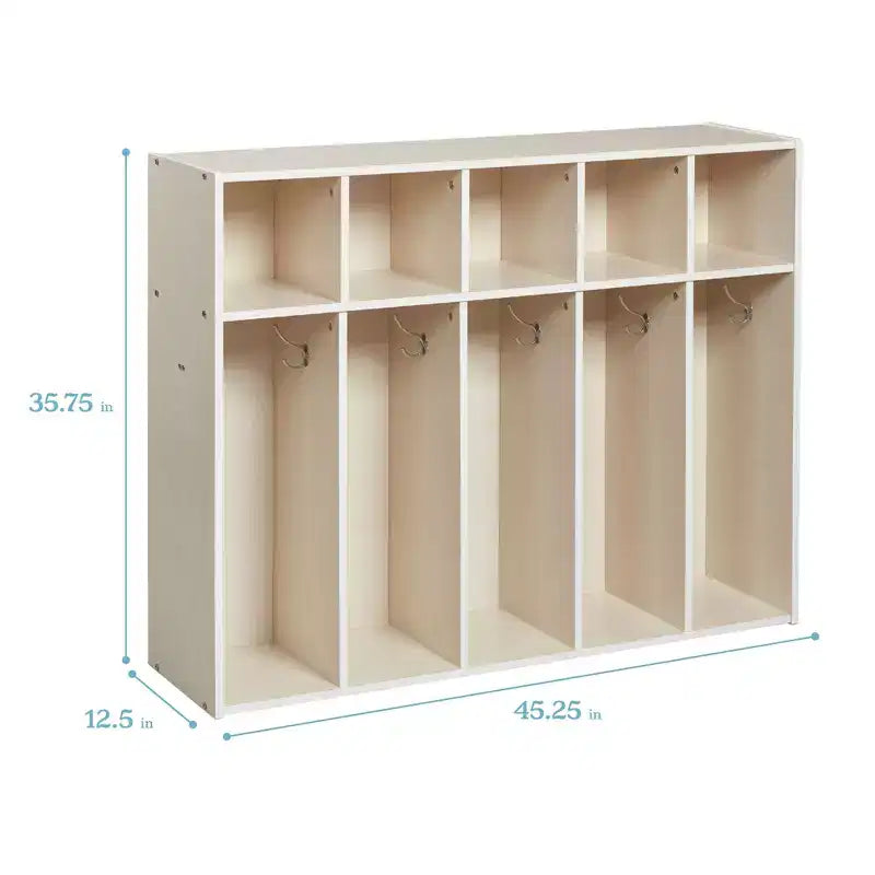Meuble de rangement pour manteaux ECR4Kids Streamline 5 sections avec compartiments, pour tout-petits