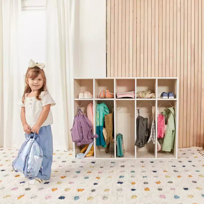 Meuble de rangement pour manteaux ECR4Kids Streamline 5 sections avec compartiments, pour tout-petits