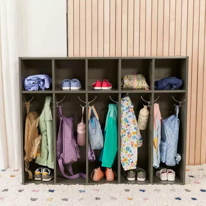 Meuble de rangement pour manteaux ECR4Kids Streamline 5 sections avec compartiments, pour tout-petits