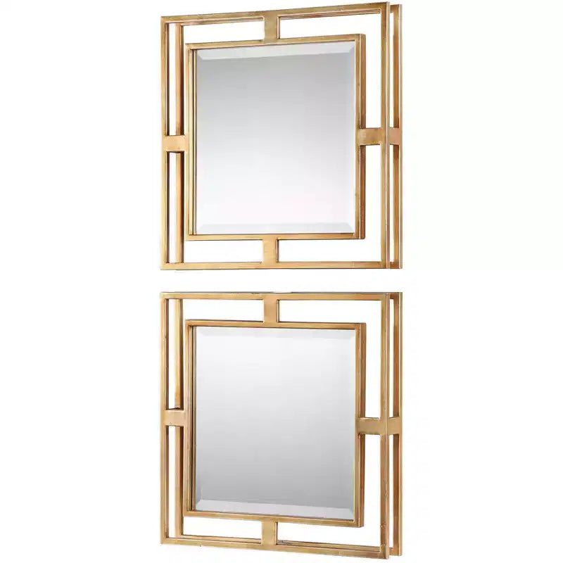 Lot de 2 miroirs muraux carrés Uttermost Allick avec feuilles d'or vieilli, 45,7 cm