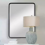 Miroir Mural Décoratif Rectangulaire Uttermost, Moderne, Biseauté, Cadre en Fer Noir Satiné, 30 po de Large, pour Salle de Bain, Chambre à Coucher, Salon
