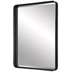 Miroir Mural Décoratif Rectangulaire Uttermost, Moderne, Biseauté, Cadre en Fer Noir Satiné, 30 po de Large, pour Salle de Bain, Chambre à Coucher, Salon