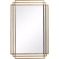 Uttermost Rectangular Vanity Decorative Wall Mirror Modern Distressed Brushed Gold Solid Iron Frame 23 3/4 Wide for Bathroom