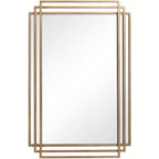 Uttermost Rectangular Vanity Decorative Wall Mirror Modern Distressed Brushed Gold Solid Iron Frame 23 3/4 Wide for Bathroom