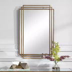 Miroir mural rectangulaire de courtoisie Uttermost moderne, brossé doré vieilli, cadre en fer massif 23 3/4 de large pour salle de bain