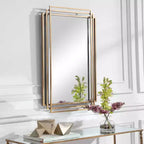 Miroir mural rectangulaire de courtoisie Uttermost moderne, brossé doré vieilli, cadre en fer massif 23 3/4 de large pour salle de bain