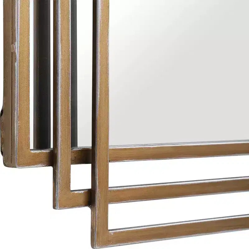Miroir mural rectangulaire de courtoisie Uttermost moderne, brossé doré vieilli, cadre en fer massif 23 3/4 de large pour salle de bain
