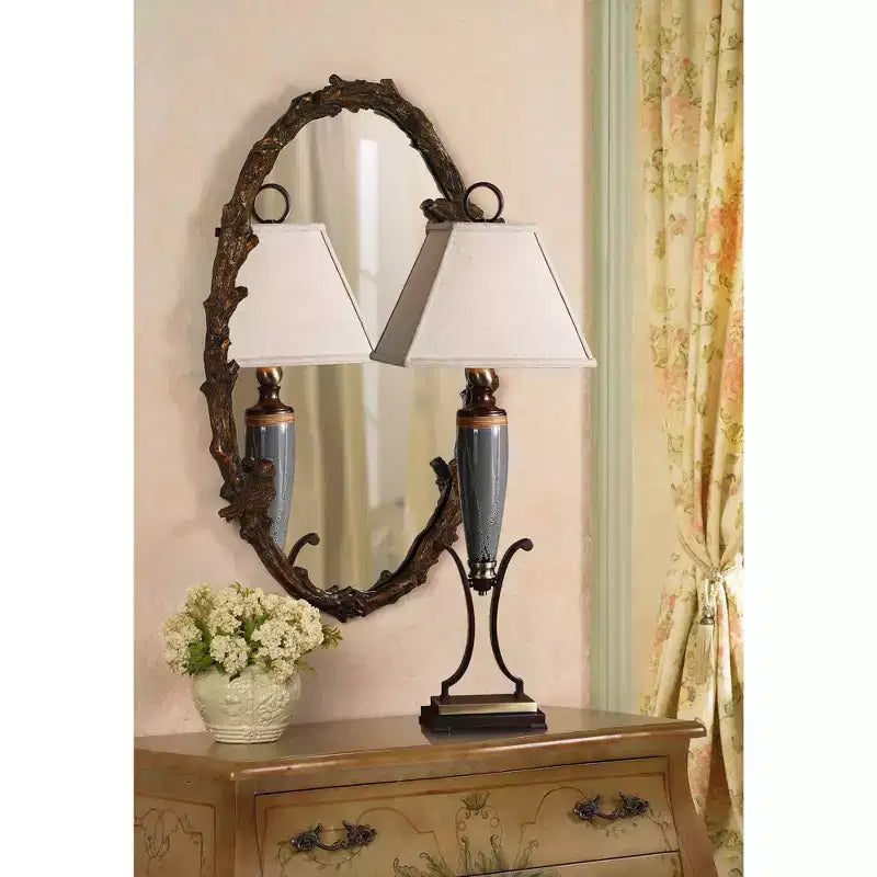 Miroir mural décoratif ovale Uttermost, cadre en métal doré antique et gris rustique, 23 po de large pour salle de bain, chambre à coucher, salon, maison