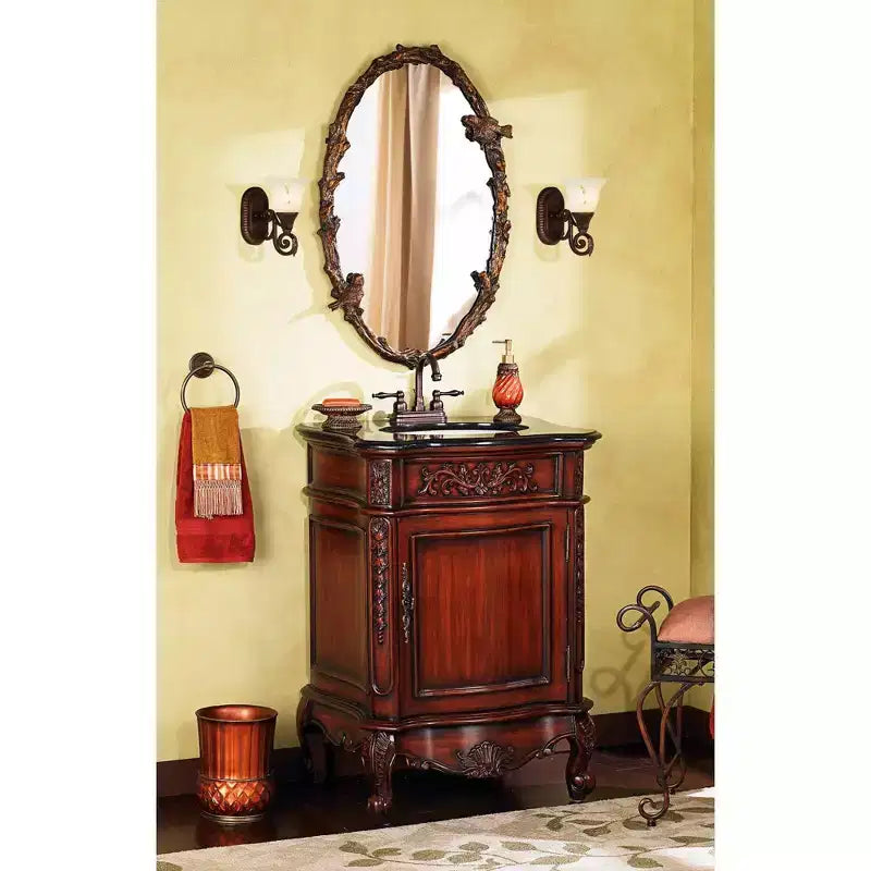 Miroir mural décoratif ovale Uttermost, cadre en métal doré antique et gris rustique, 23 po de large pour salle de bain, chambre à coucher, salon, maison