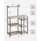 VASAGLE Étagère de Cuisine, Meuble de Rangement, Support Micro-Ondes, avec Panier en Fil, 6 Crochets, pour Épices, Casseroles et Poêles