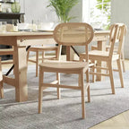Flash Furniture Jacob Lot de 2 chaises de salle à manger et d'événement commerciales en rotin de canne avec cadre et assise en bois massif