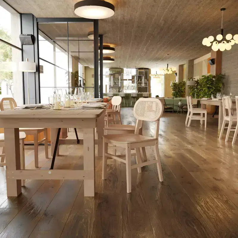 Flash Furniture Jacob Lot de 2 chaises de salle à manger et d'événement commerciales en rotin de canne avec cadre et assise en bois massif