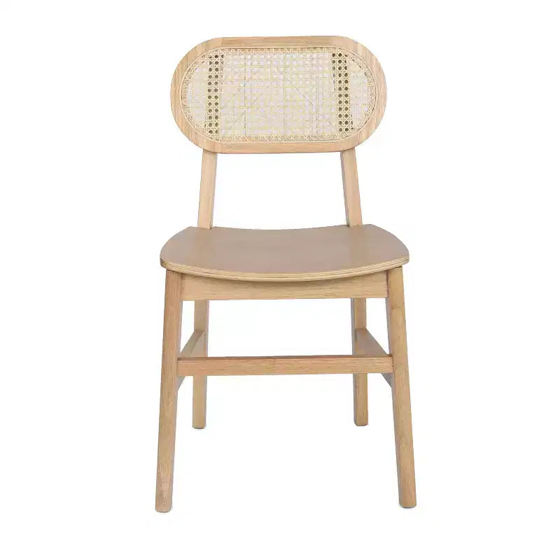 Flash Furniture Jacob Lot de 2 chaises de salle à manger et d'événement commerciales en rotin de canne avec cadre et assise en bois massif