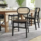 Flash Furniture Jacob Lot de 2 chaises de salle à manger et d'événement commerciales en rotin de canne avec cadre et assise en bois massif
