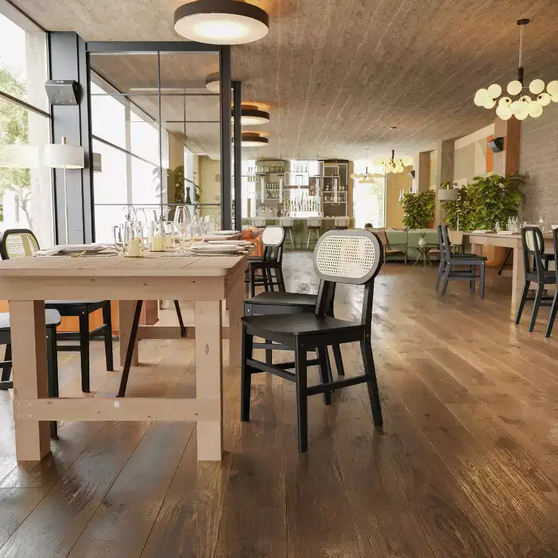 Flash Furniture Jacob Lot de 2 chaises de salle à manger et d'événement commerciales en rotin de canne avec cadre et assise en bois massif