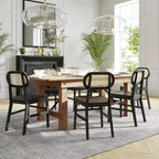 Flash Furniture Jacob Lot de 2 chaises de salle à manger et d'événement commerciales en rotin de canne avec cadre et assise en bois massif