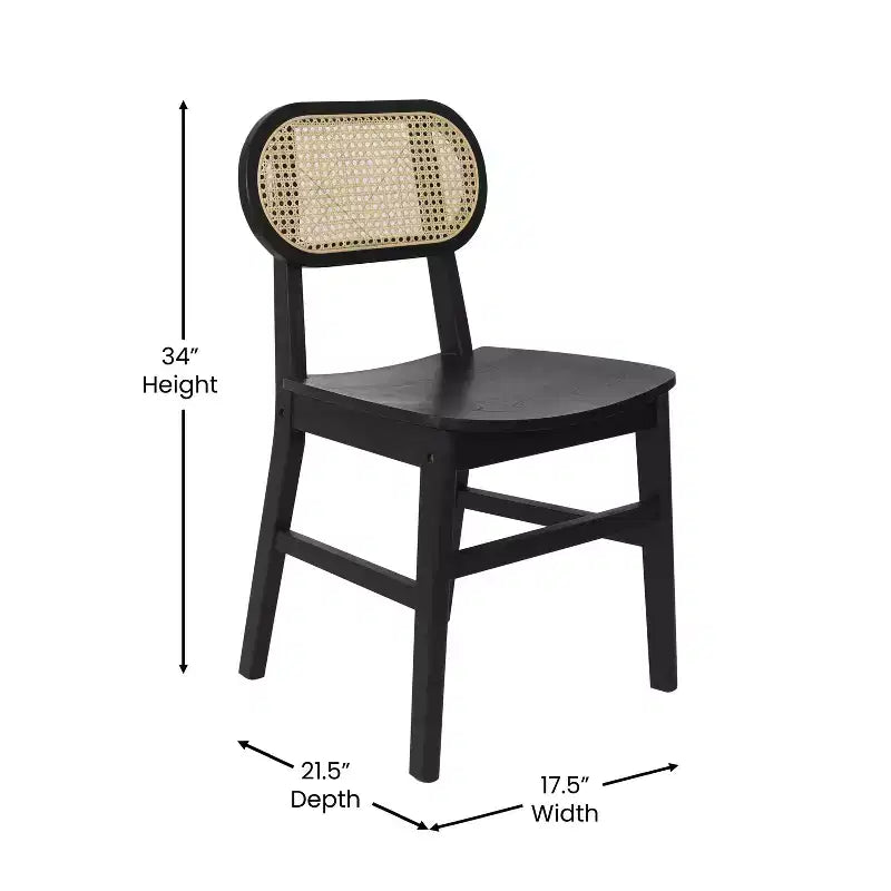 Flash Furniture Jacob Lot de 2 chaises de salle à manger et d'événement commerciales en rotin de canne avec cadre et assise en bois massif