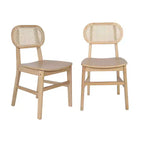 Flash Furniture Jacob Lot de 2 chaises de salle à manger et d'événement commerciales en rotin de canne avec cadre et assise en bois massif